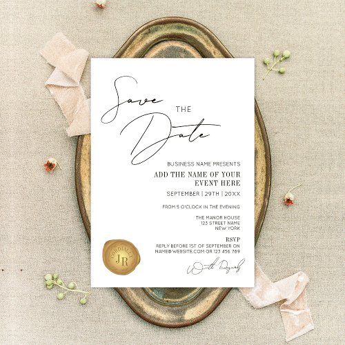 Elegant Minimal Gold Wax Stamp Business Logo Event Invitation