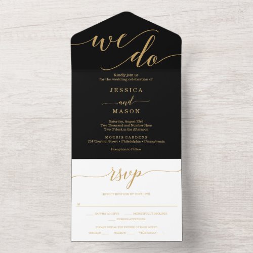 Elegant Minimal Gold We Do All In One Invitation