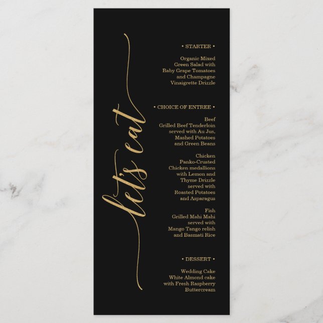 Elegant Minimal Gold Wedding Bridal Shower Menu (Front)
