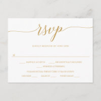 Elegant Minimal Gold Wedding RSVP Postcard