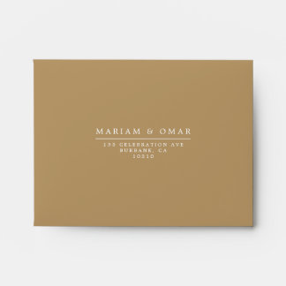 Elegant Minimal Gold Wedding RSVP Self-Addressed Envelope
