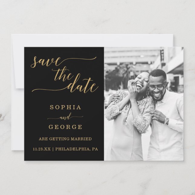 Elegant Minimal Gold Wedding Save The Date Invitat Invitation (Front)