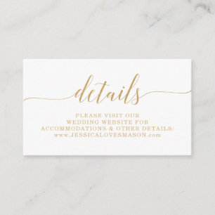 Elegant Minimal Gold Wedding Website Insert Card