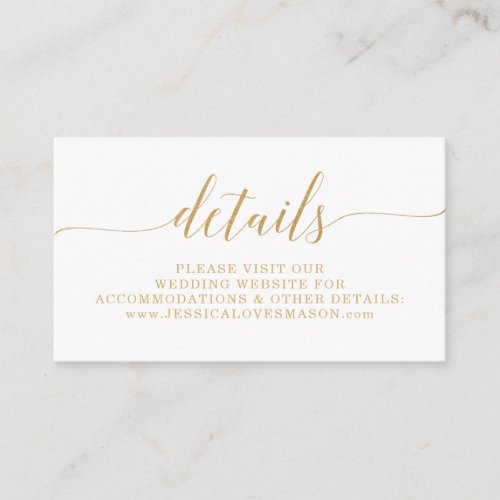 Elegant Minimal Gold Wedding Website Insert Card