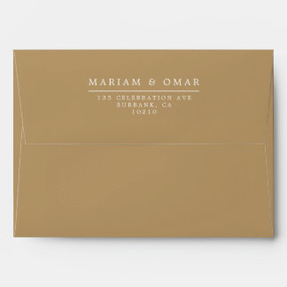 Elegant Minimal Gold White Return Address Wedding Envelope