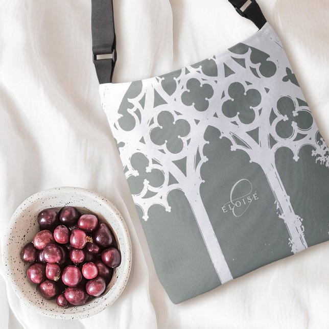 Elegant Minimal Gothic Window Typography Sage Crossbody Bag (Creator Uploaded)