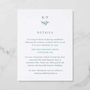 Elegant Minimal Greenery Monogram Wedding Letterpress Enclosure Card