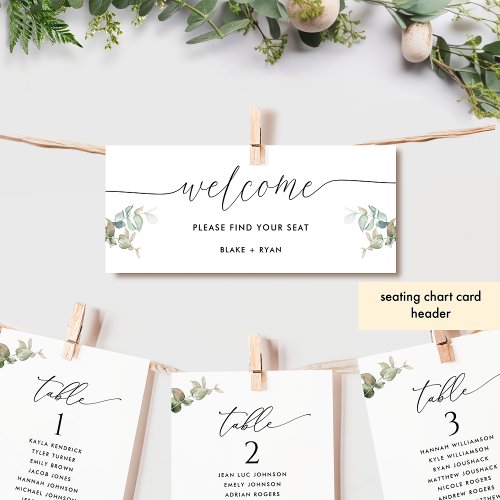 Elegant Minimal Greenery Seating Chart Header