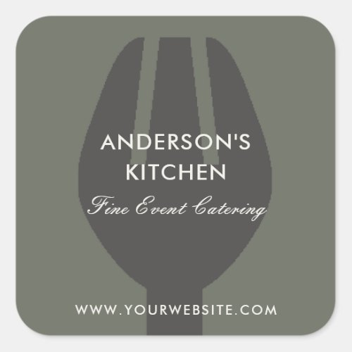 ELEGANT MINIMAL GREY BLACK FORK CHEF CATERING SQUARE STICKER