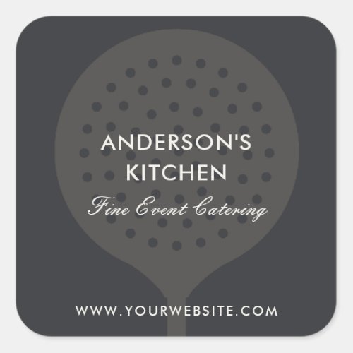 ELEGANT MINIMAL GREY BLACK SKIMMER CHEF CATERING SQUARE STICKER