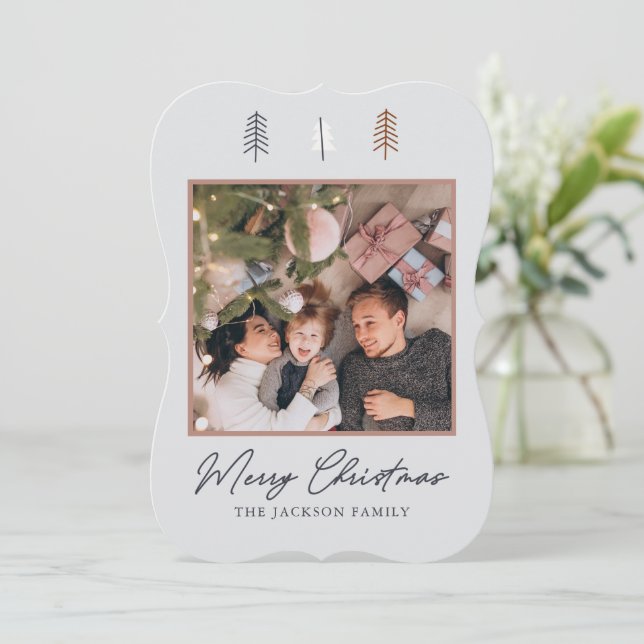 Elegant Minimal Grey Christmas Greeting Card (Standing Front)