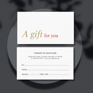 Elegant Minimal Hair Makeup Salon Gift Certificate