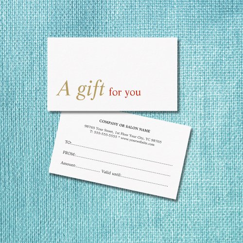 Elegant Minimal Hair Makeup Salon Gift Certificate