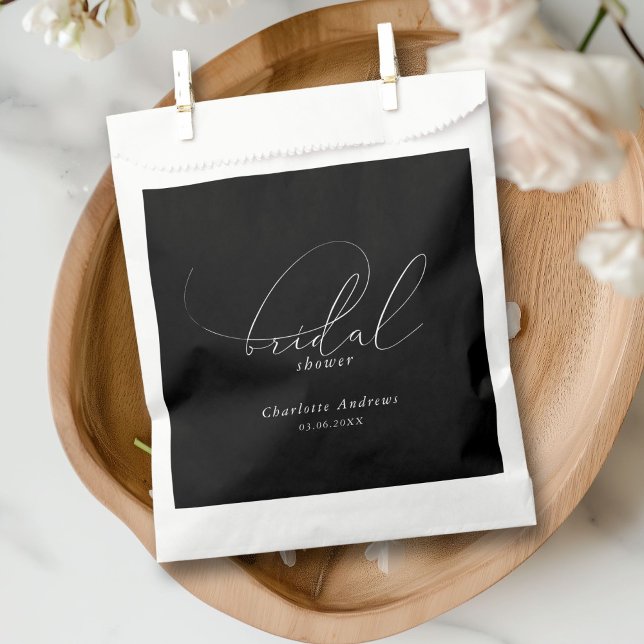 Elegant, minimal, handwriting Bridal Shower Favor Bag (Elegant, minimal, handwriting Bridal Shower Favor Bag with your name and date. Scripted Font.)
