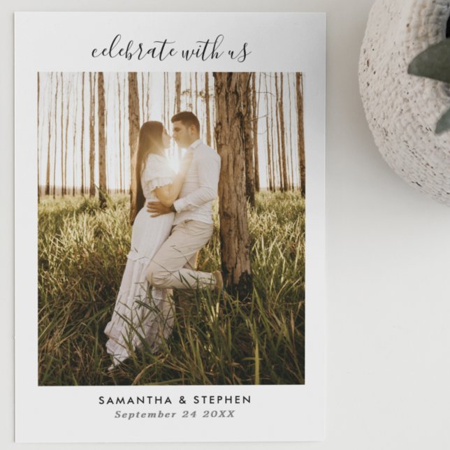 Elegant Minimal Handwritten Script Photo Wedding Invitation (Creator Uploaded)