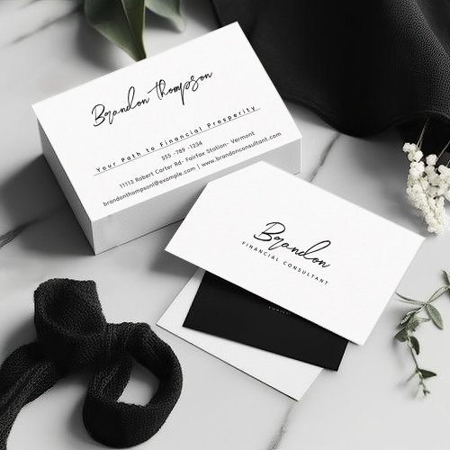 Elegant Minimal Handwritten Script Professional  Business Card