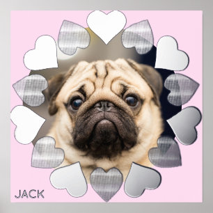 Elegant Minimal Heart Photo Add Name Foil Prints