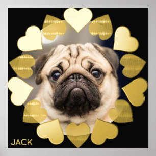 Elegant Minimal Heart Photo Add Name Foil Prints