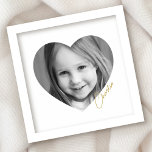 Elegant minimal heart photo with name silver gold foil prints<br><div class="desc">Minimal and elegant design featuring your photo inside a heart shapes frame with the name in gold or silver foil. Simple and tasteful.</div>