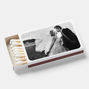 Elegant Minimal Horiszontal Photo Wedding Favor Matchboxes