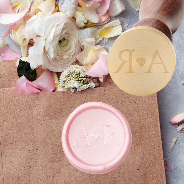 Elegant Minimal Initial Wedding With Heart Wax Seal Sticker (Creator Uploaded)