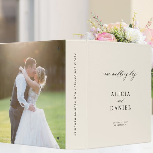 Elegant minimal ivory wedding memories photo album 3 ring binder