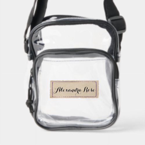 Elegant Minimal Label Custom Name Clear Crossbody Bag