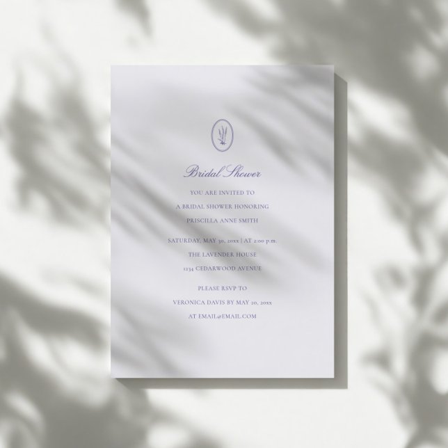 Elegant Minimal Lavender Floral Bridal Shower Invitation (Creator Uploaded)