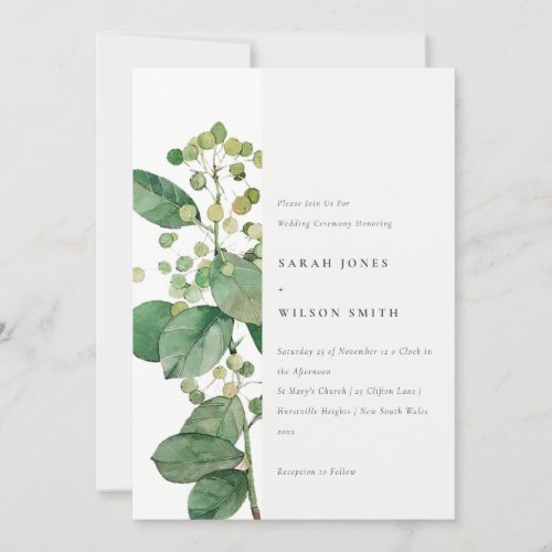 Elegant Minimal Leaves Foliage Greenery Wedding Invitation