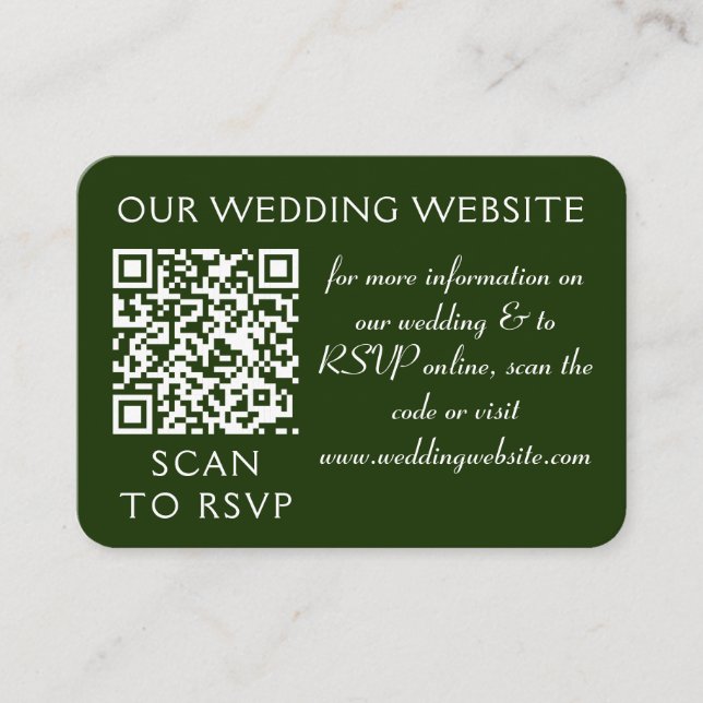 Elegant Minimal Leaves Green Olive Hunter Web QR Enclosure Card (Front)