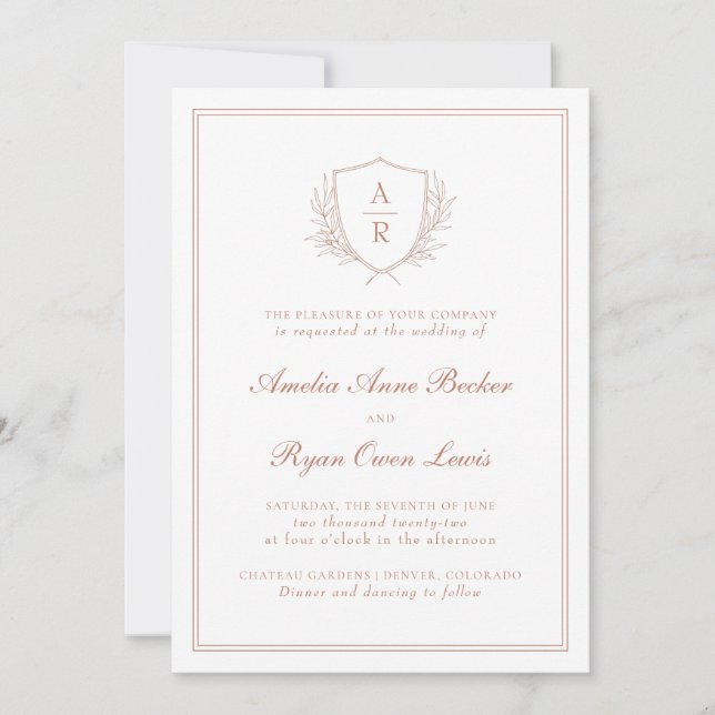 Elegant Minimal Leaves Wedding Invitation (Front)
