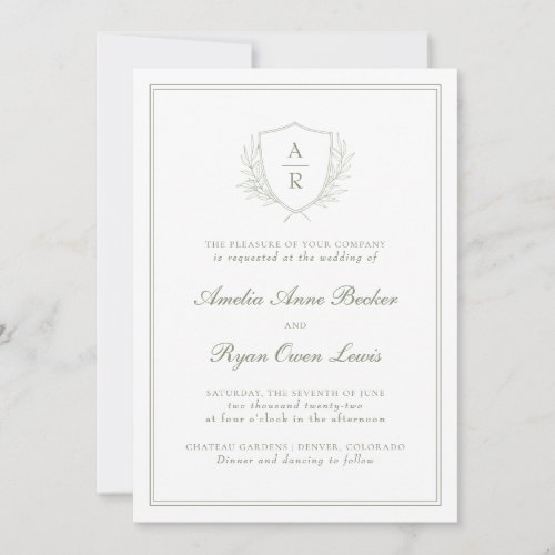 Elegant Minimal Leaves Wedding Invitation