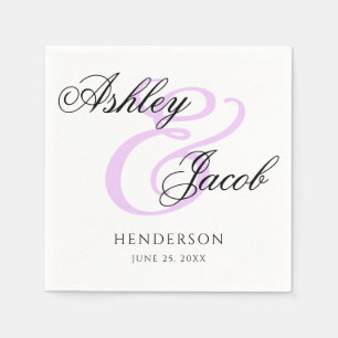 Elegant Minimal Light Purple Custom Name Wedding Napkins