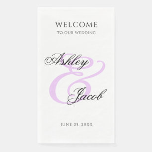 Elegant Minimal Light Purple Custom Name Wedding Paper Guest Towels