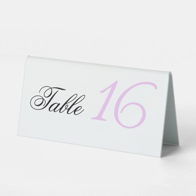 Elegant Minimal Light Purple Custom Name Wedding Table Tent (Front)