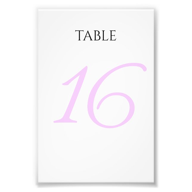 Elegant Minimal Light Purple Custom Table Number Photo Print (Front)