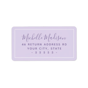 Elegant minimal light purple return address  label