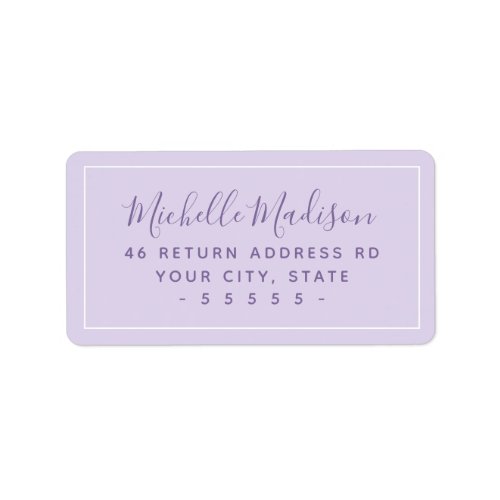 Elegant minimal light purple return address  label