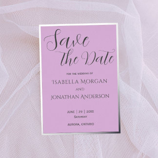 Elegant Minimal Lilac Purple Wedding Save The Date Foil Invitation