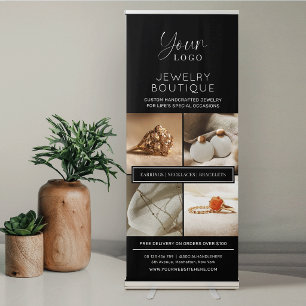 Elegant Minimal Logo Jewelry Boutique Photo Promo Retractable Banner