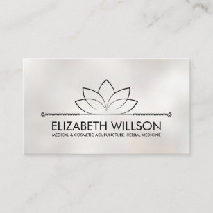 Elegant Minimal Lotus Acupuncture Needles Business Card