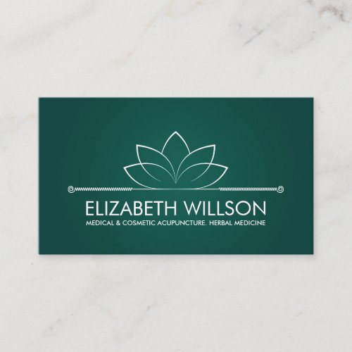 Elegant Minimal Lotus Acupuncture Needles Business Card