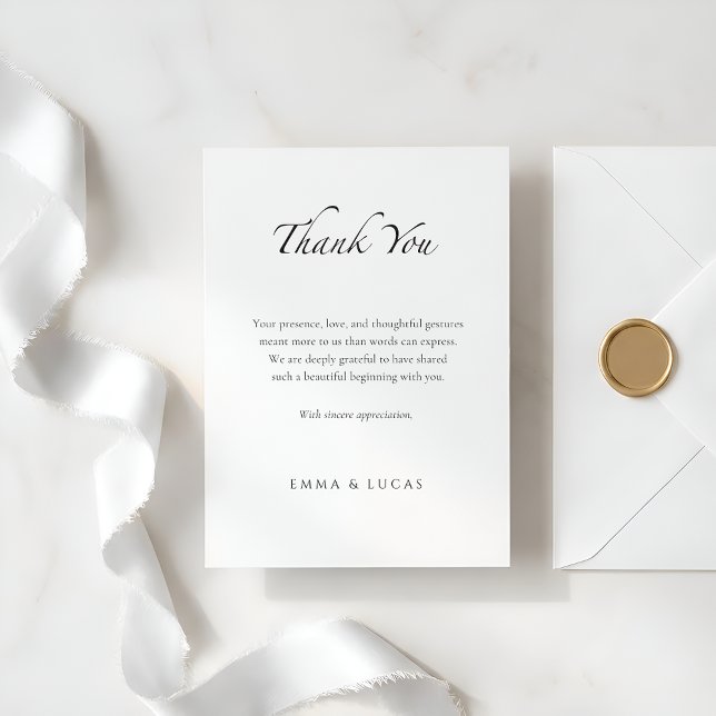 Elegant Minimal | Luxury  Black & White Thank You Card (Creator Uploaded)