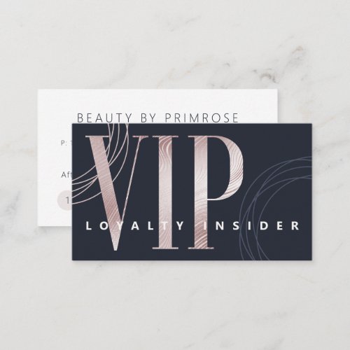 Elegant Minimal Luxury Navy Rose Gold Abstract VIP Loyalty Card