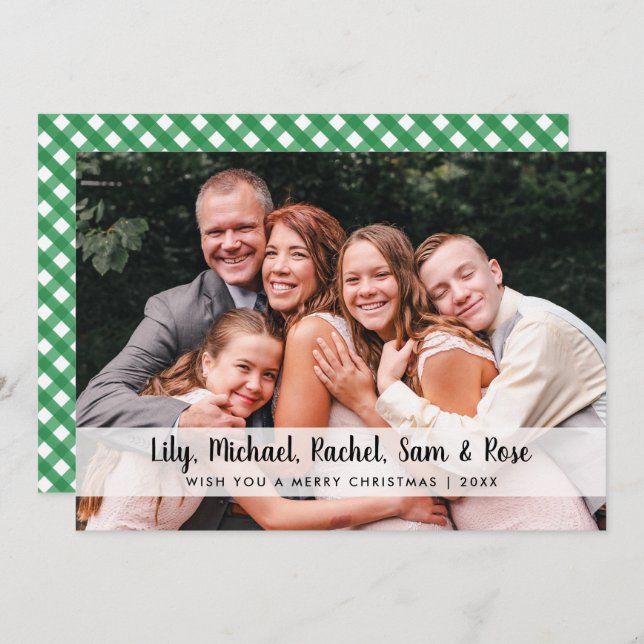 Elegant Minimal Merry Christmas Custom Photo Holiday Card (Front/Back)