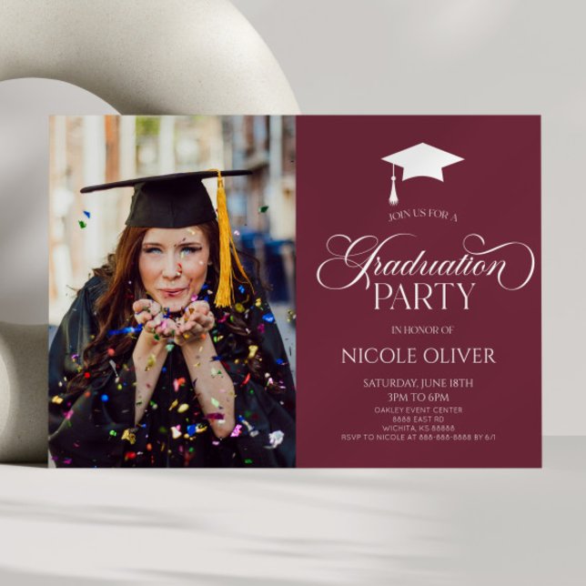 Elegant Minimal Minimalist Custom Photo Graduation Invitation (Creator Uploaded)