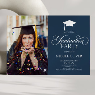 Elegant Minimal Minimalist Custom Photo Graduation Invitation