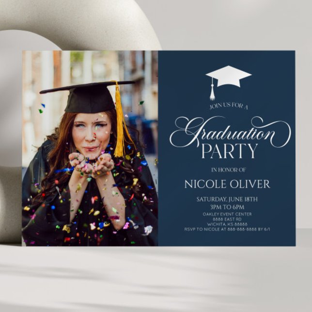 Elegant Minimal Minimalist Custom Photo Graduation Invitation (Creator Uploaded)