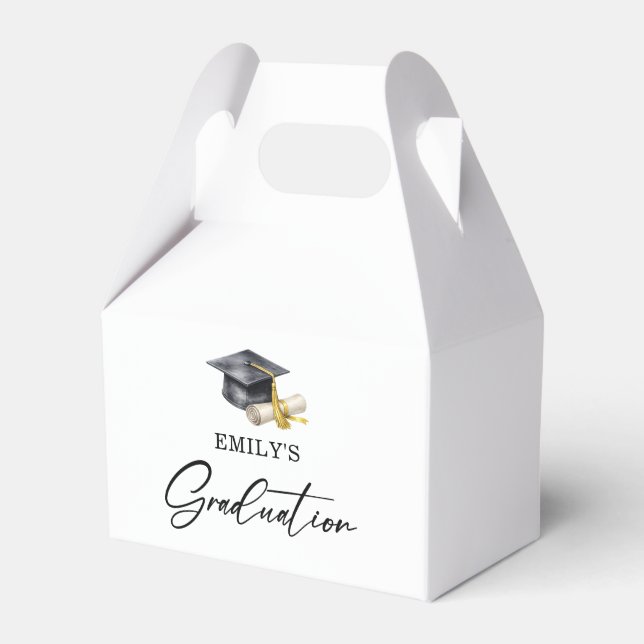 Elegant Minimal Minimalist Graduation Favor Boxes (Front Side)