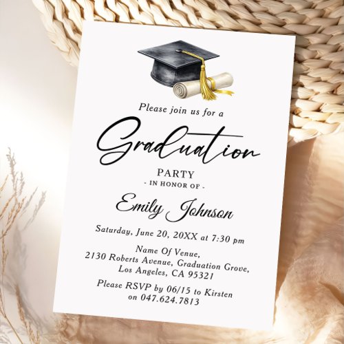 Elegant Minimal Minimalist Graduation Invitation